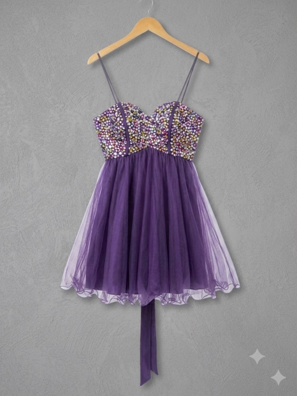 Nox Nari Anna Purple Rhinestone Crystal Corset Tulle Homecoming Prom Dress NWT X